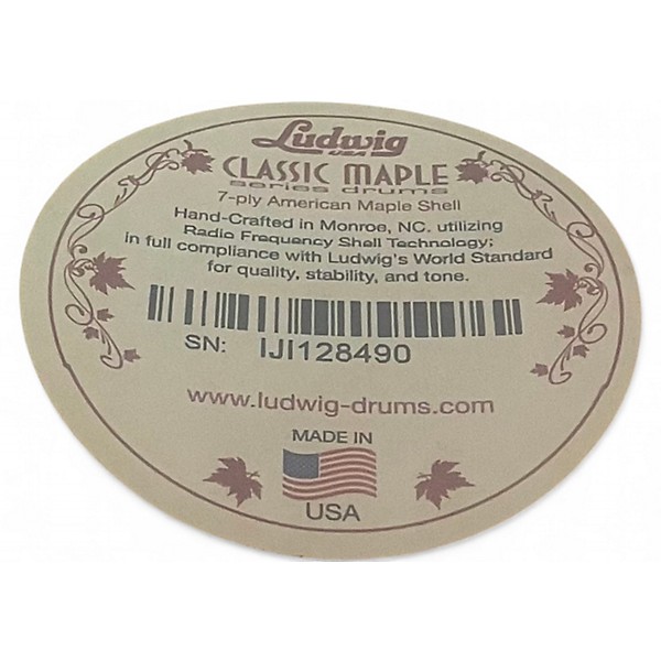 Used Ludwig 3 Piece Classic Maple red sparkle Drum Kit