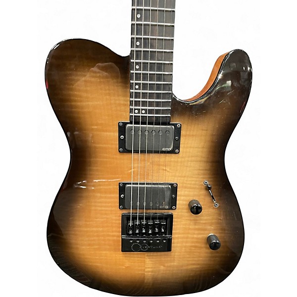 Used ESP LTD TE1000 Deluxe Evertune Black Natural Burst Solid Body Electric Guitar