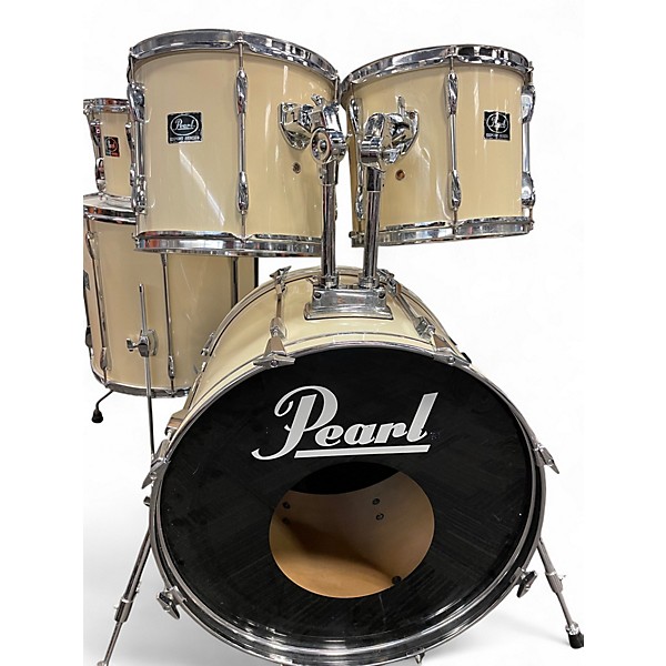 Used Pearl 5 Piece Export Antique White Drum Kit