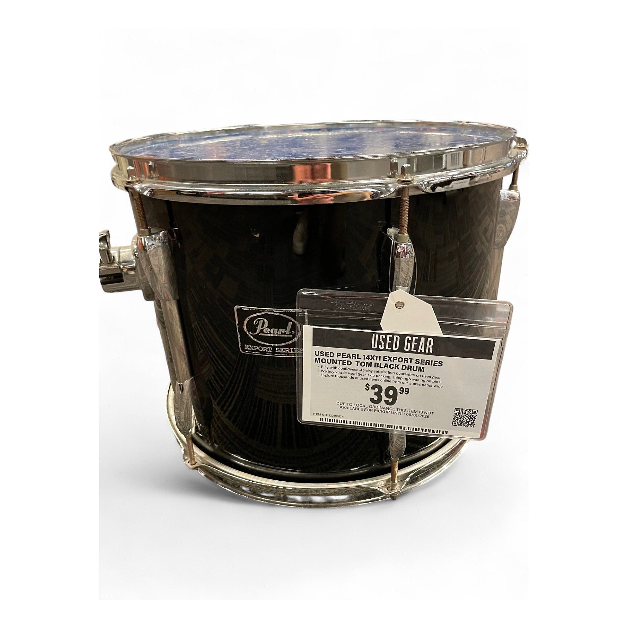 Used Pearl 14X11 Export Series Mounted Tom Black Drum Black 218