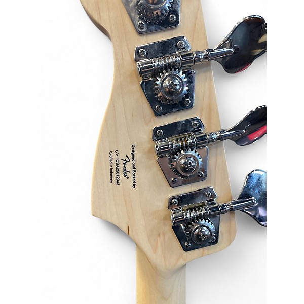 Used Squier Percussion bass Black Electric Bass Guitar