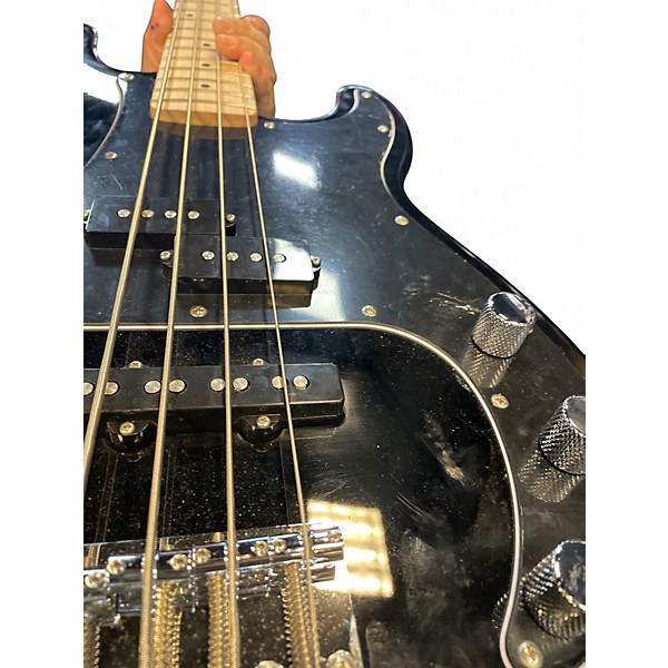 Used Squier Percussion bass Black Electric Bass Guitar