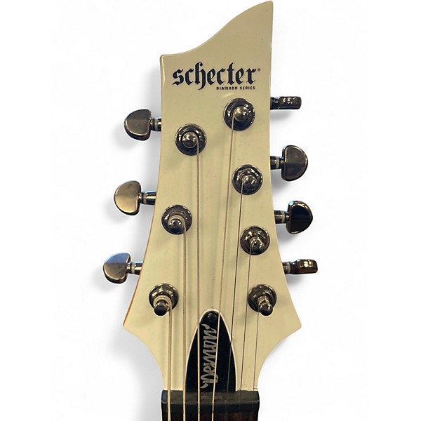 Used Schecter Guitar Research Demon 7 String White Solid Body Electric Guitar