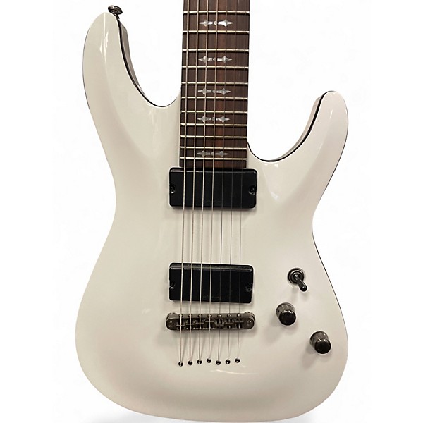 Used Schecter Guitar Research Demon 7 String White Solid Body Electric Guitar