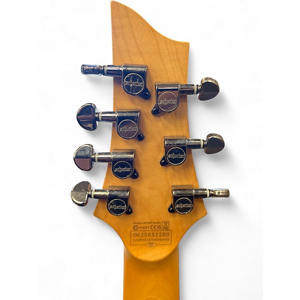 Used Schecter Guitar Research Demon 7 String White Solid Body Electric Guitar