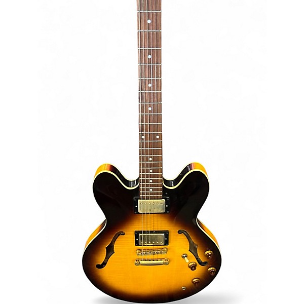 Used Epiphone Dot Deluxe Flametop Vintage Sunburst Hollow Body Electric Guitar