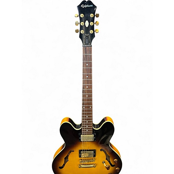 Used Epiphone Dot Deluxe Flametop Vintage Sunburst Hollow Body Electric Guitar