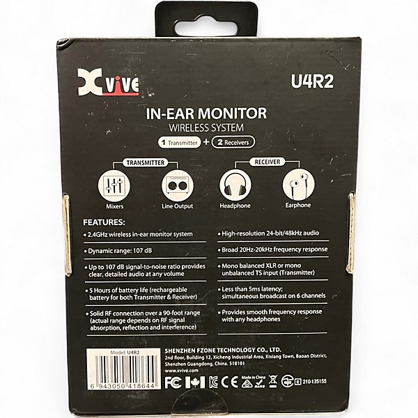 Used Xvive U4R2 IN EAR MONITOR WIRLESS SYSTEM In Ear Wireless System
