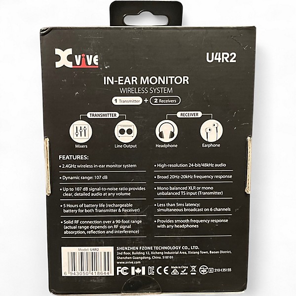 Used Xvive U4R2 INEAR MONTIOR In Ear Wireless System