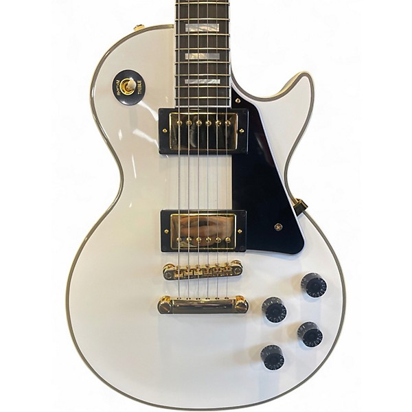 Used 2021 Epiphone Les Paul Custom Alpine White Solid Body Electric Guitar