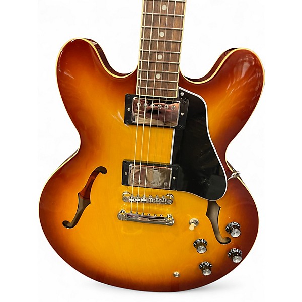 Used Epiphone Inspired By Gibson ES355 2 Tone Sunburst Hollow Body Electric Guitar