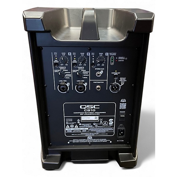Used QSC CB10 10" 2-Way Portable Battery Powered Speaker Monitor w/Bl Powered Speaker