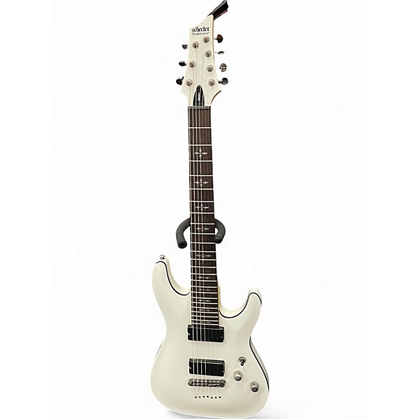 Used Schecter Guitar Research Demon 7 String WHITE Solid Body Electric Guitar
