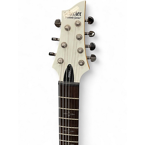 Used Schecter Guitar Research Demon 7 String WHITE Solid Body Electric Guitar