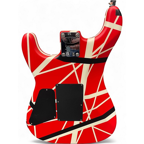 Used EVH Striped Series 5150 Red, Black, and White Stripes Solid Body Electric Guitar