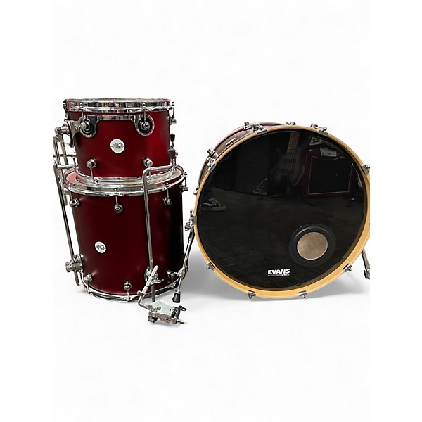 Used Drum Work 3 Piece DESIGN 3 PC SHELLS CRIMSON RED SATIN Drum Kit
