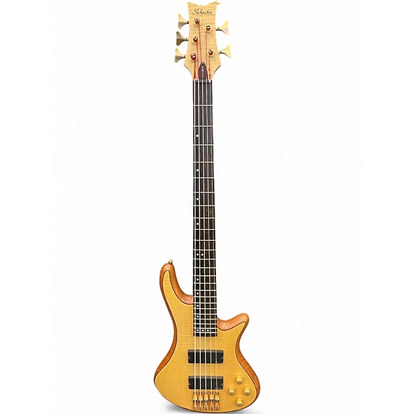 Used Schecter Guitar Research Stiletto Custom 5 String Satin Natural Electric Bass Guitar