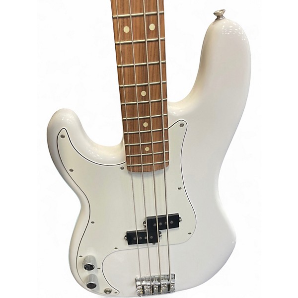 Used Fender PLAYER P BASS LH PF PWT Polar White Electric Bass Guitar