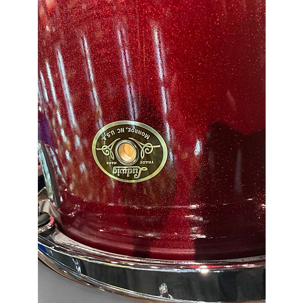 Used Ludwig 3 Piece 90th Anniversary Shell Pack Ruby Sparkle Drum Kit
