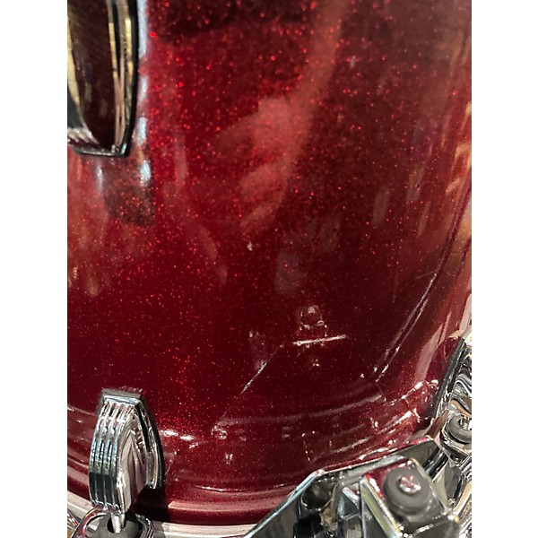 Used Ludwig 3 Piece 90th Anniversary Shell Pack Ruby Sparkle Drum Kit