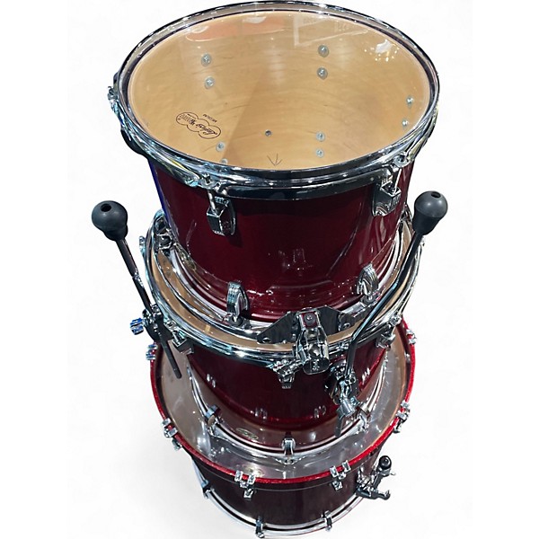 Used Ludwig 3 Piece 90th Anniversary Shell Pack Ruby Sparkle Drum Kit