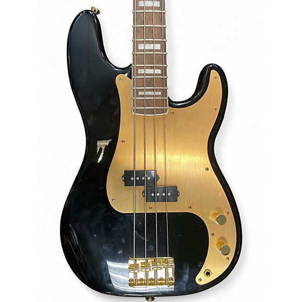 Used Squier 40th ANNIVERSARY PRECISION BASS  Black and Gold Electric Bass Guitar