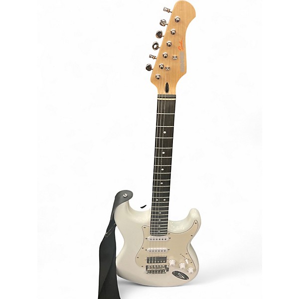 Used Donner SEEKER DESIGNER SERIES WHITE Solid Body Electric Guitar