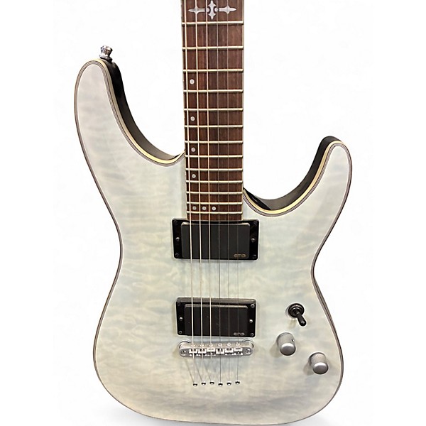 Used 2023 Schecter Guitar Research C1 Platinum Trans White Satin Solid Body Electric Guitar