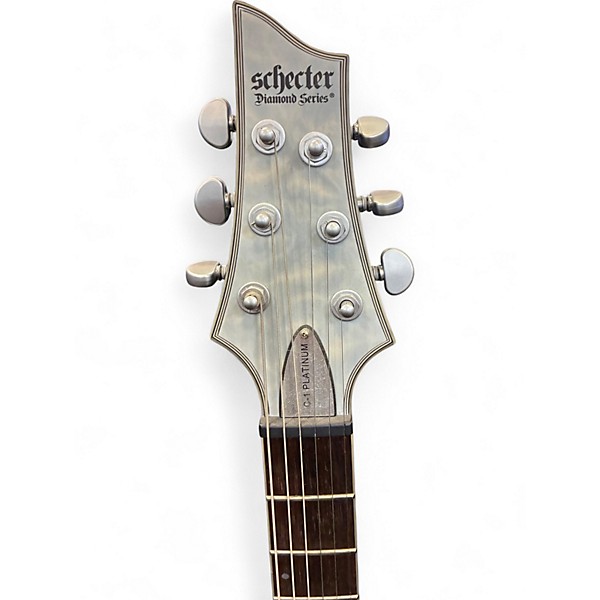 Used 2023 Schecter Guitar Research C1 Platinum Trans White Satin Solid Body Electric Guitar