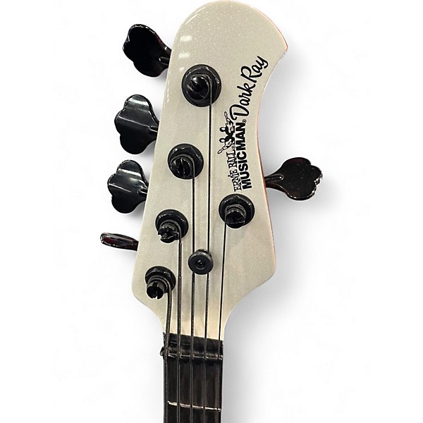 Used Ernie Ball Music Man DARK RAY 5 WHITE SPARKLE Electric Bass Guitar
