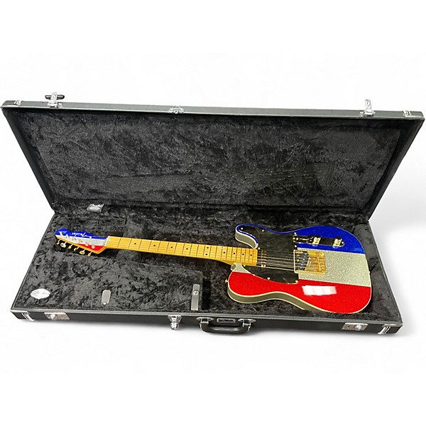 Used Fender Buck Owens Telecaster Red, Silver, and Blue Sparkle Solid Body Electric Guitar