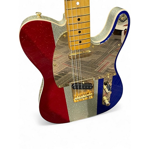 Used Fender Buck Owens Telecaster Red, Silver, and Blue Sparkle Solid Body Electric Guitar