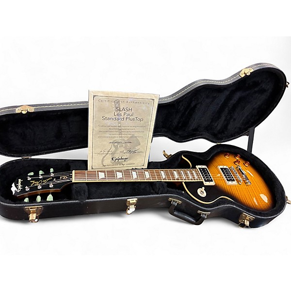 Used Epiphone LIMITED EDITION SLASH LES PAUL STANDARD PLUS TOP Tobacco Sunburst Solid Body Electric Guitar