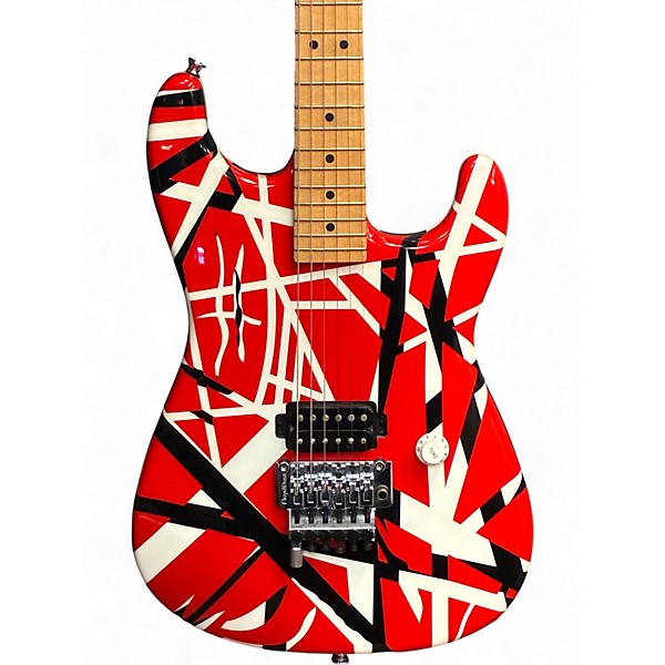 Used 2006 Charvel EVH ART SERIES RED WITH BLACK WHITE STRIPES Solid Body Electric Guitar