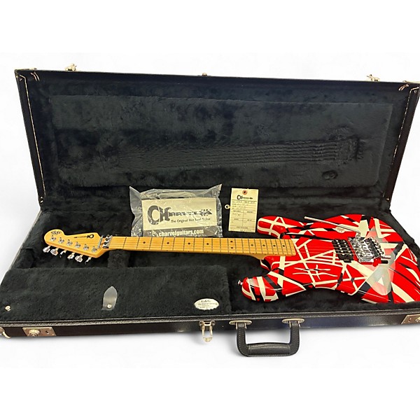 Used 2006 Charvel EVH ART SERIES RED WITH BLACK WHITE STRIPES Solid Body Electric Guitar