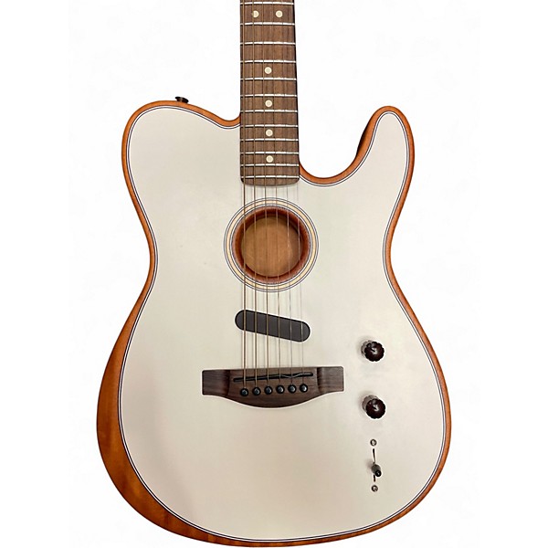 Used Fender Acoustasonic Player Telecaster Arctic White Acoustic Electric Guitar