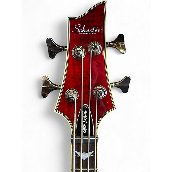 Used Schecter Guitar Research Omen 4 String Crimson Red Trans Electric Bass Guitar