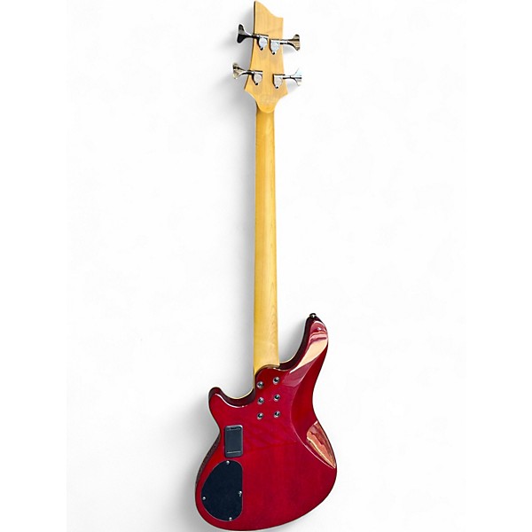 Used Schecter Guitar Research Omen 4 String Crimson Red Trans Electric Bass Guitar