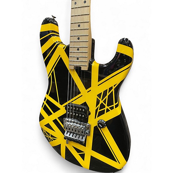 Used EVH Striped Series Black and Yellow Solid Body Electric Guitar