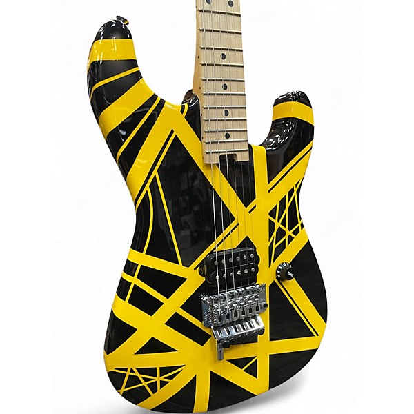 Used EVH Striped Series Black and Yellow Solid Body Electric Guitar