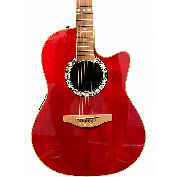 Used Ovation CC057 Celebrity Ruby Red Acoustic Electric Guitar