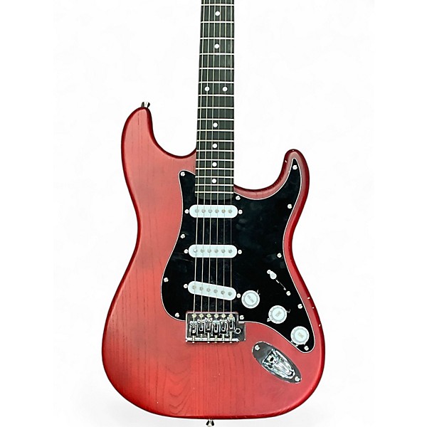 Used Donner Standard Series Strat Red Stain Solid Body Electric Guitar