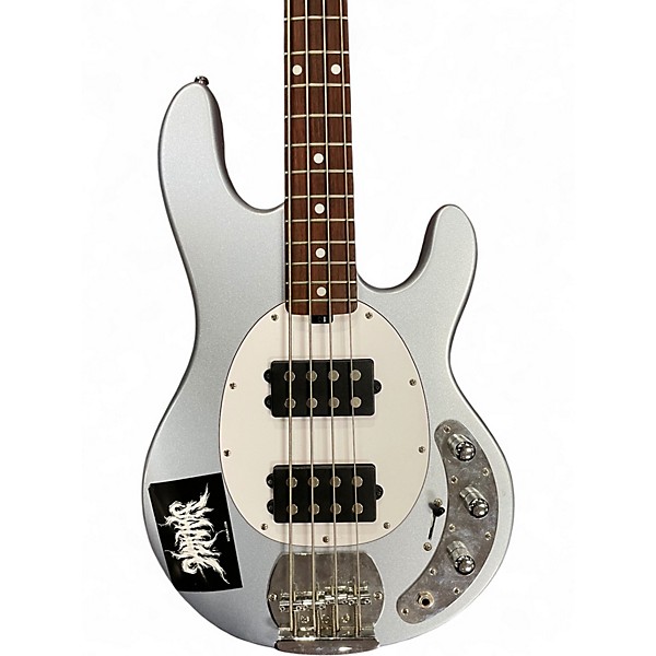 Used Sterling by Music Man Sub 4 Silver Electric Bass Guitar