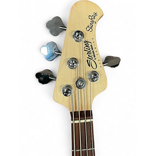 Used Sterling by Music Man Sub 4 Silver Electric Bass Guitar