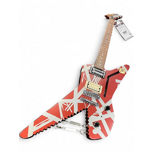 Used EVH SHARK STRIPE RED AND GRAY STRIPES Solid Body Electric Guitar