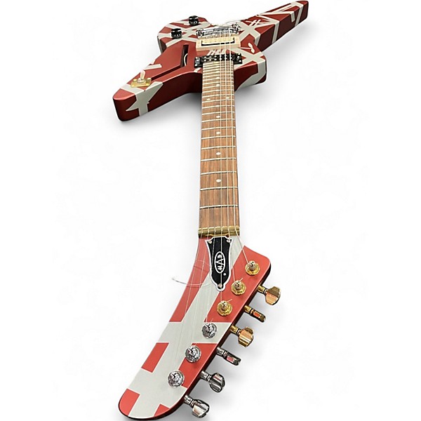 Used EVH SHARK STRIPE RED AND GRAY STRIPES Solid Body Electric Guitar