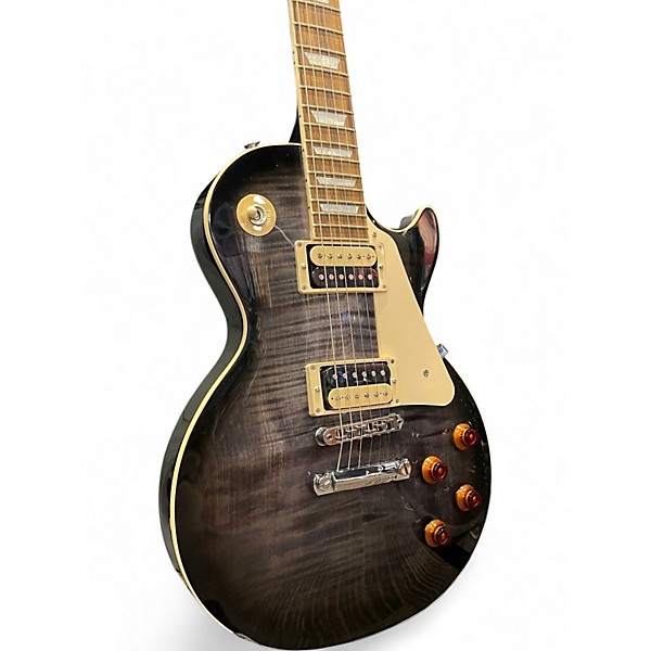 Used Gibson Les Paul Traditional Pro V Flame Top Trans Black Solid Body Electric Guitar