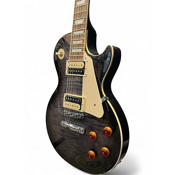 Used Gibson Les Paul Traditional Pro V Flame Top Trans Black Solid Body Electric Guitar