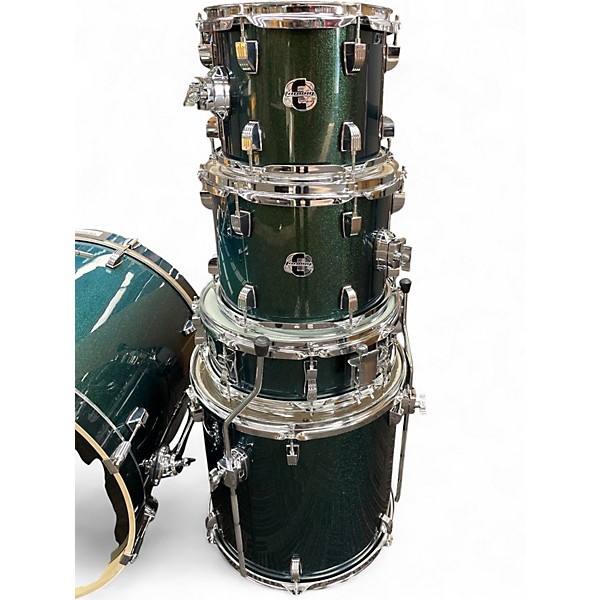 Used Ludwig 5 Piece ELEMENT EVOLUTION green sparkle Drum Kit