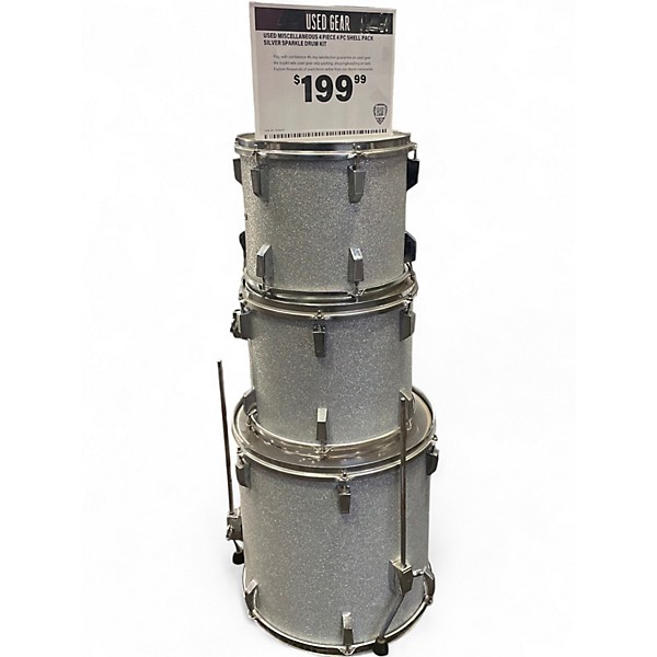 Used Miscellaneous 4 Piece 4 PC Shell Pack Silver Sparkle Drum Kit